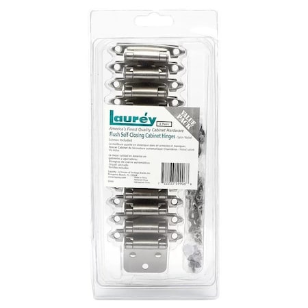 Laurey Hinge, 90 deg Hinge Opening, Brushed Satin Nickel, Pair 59906