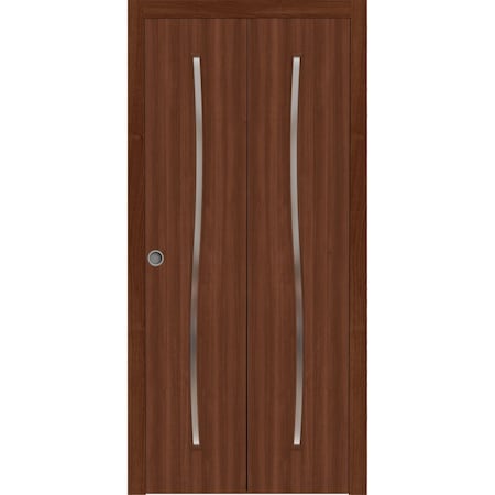 Sartodoors Sliding Closet Bi-fold Doors 64 x 96 inches, BASIC 3002 Walnut Franko, Sturdy Tracks Moldings Trim BASIC3002BF-GOFR-64x96 (2* 32x96)