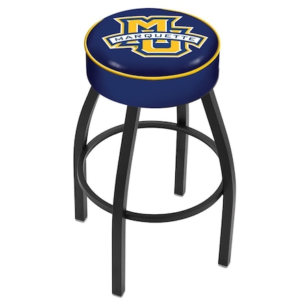 Holland Bar Stool Co 25" 4" Marquette Cushion Seat, Blk Wrinkle Base Swivel Bar Stool L8B125Mrqtte