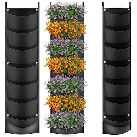 Ipower Hanging Vertical Wall Planter 7 Pockets Upgraded Deeper Waterproof Herb Flower Growing Pouch, 2PK GLGROWBAGHANGP7X2