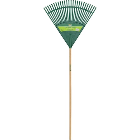 Best Garden 24'' Poly Leaf Rake with 48'' Wood Handle, 26-Tine EP-26-DIB