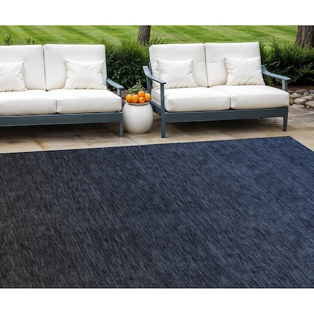 Homeroots 10' X 14' Navy Blue And Charcoal Abstract Washable Indoor Outdoor Area Rug 588959