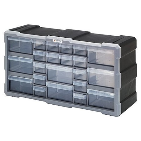 Quantum Storage Systems Drawer Bin Cabinet, Polypropylene, Black PDC-22BK