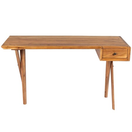 Homeroots 54" Brown Acacia Wood Writing Desk 389439