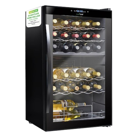 Nutrichef 33 Bottle Wine Fridge, Black PKCWCDS335