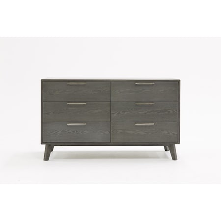 Homeroots 51" Grey Wash Solid Wood Six Drawer Double Dresser 473120