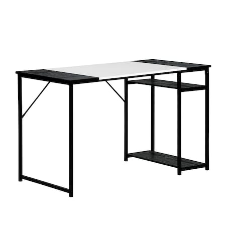 Homeroots 47" Black and White Wood and Metal H-Shape Computer Desk 568050