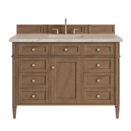 James Martin Vanities Brittany 48" Single Vanity, Pecan w/ 3 CM Tajnar Eclos Top 655-V48-PCN-3TJR