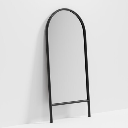 Homeroots 71" Black Arch Wood Framed Standing Mirror 565053