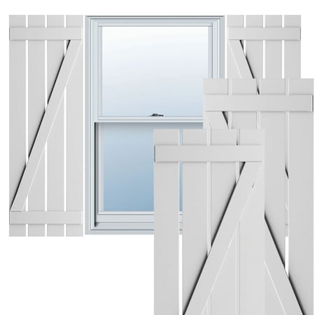 Ekena Millwork True Fit PVC, Four Board Spaced Board-n-Batten Shutters w/Z-Bar, Unfinished , 23W x 101H, PR TFP102SB23X101UN