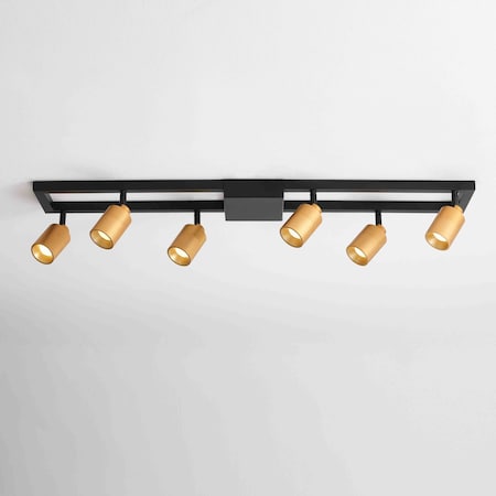 Vidalite Shura Black & Brass 6-Light Square Ceiling Light with Rotatable Heads, Integrated LED Bulbs, 3000k CE1008794
