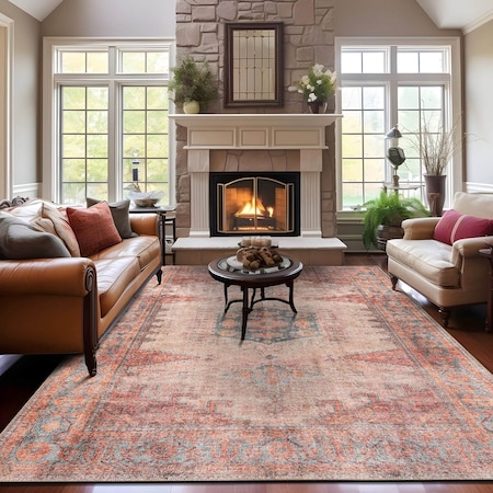 World Rug Gallery Vintage Bohemian Machine Washable Non Slip Area Rug 10 ft x 14 ft Multi 6024MULTI10X14