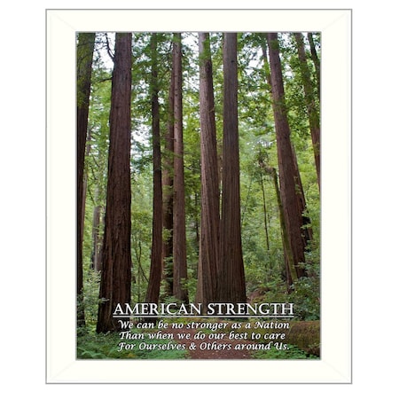 Homeroots American Strength 4 White Framed Print Wall Art 405377