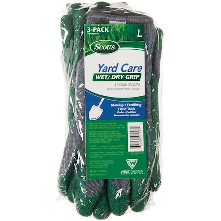Scotts Yard Care Wet/Dry Grip Glove Large, 3PK SC30501/L3P