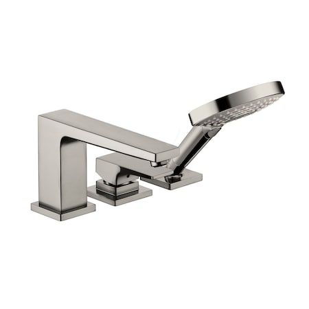 Hansgrohe Metropol 3-Hole Roman Tub Set Trim w/ Lever Handle and 1.75 GPM Handshower in Brushed Black Chrome 32556341