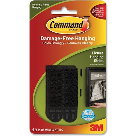 Command 3M Command Black Medium Picture Hanging Strips 12 lb 8 pk 17201BLK-ES