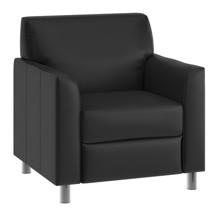 Flash Furniture HERCULES Diplomat Black LeatherSoft Chair with Clean Line-Stitched Frame and Chrome Legs BT-827-1-BK-CHR-GG