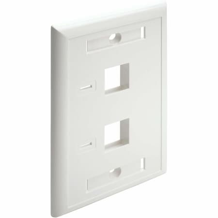 Eaton Tripp Lite Series 2-Port Keystone Faceplate, Single Gang, ID Labels, White, TAA N042-001-WH