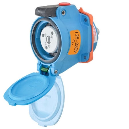 Meltric DSN20 RECEPTACLE POLY BLUE SIZE 1 TYPE 4X IP 69 2P+N+G 20 A 125/250 VAC 60 Hz NO AUX 63-14076