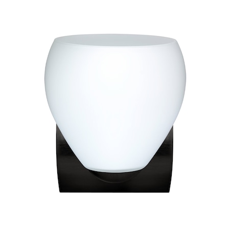 Besa Lighting Besa, Bolla Mini Sconce, Opal Matte, Black Finish, 1x9W LED 1WZ-412207-LED-BK