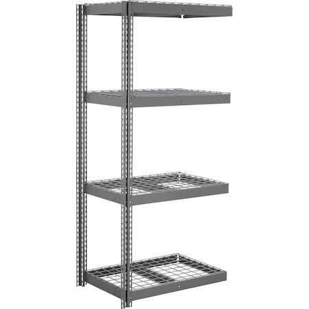 Global Industrial 4 Shelf, Heavy Duty Boltless Shelving Add On, 48"W x 12"D x 96"H, Wire Deck B3164682