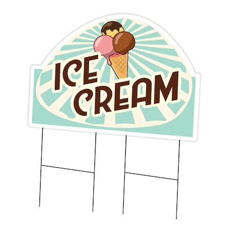 Signmission Ice Cream 3 Yard Sign & Stake outdoor plastic coroplast window, C-DC-2436-DS-Ice Cream 3 C-DC-2436-DS-Ice Cream 3