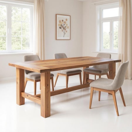 Homeroots 95" Natural Reclaimed Wood Trestle Base Dining Table 604016