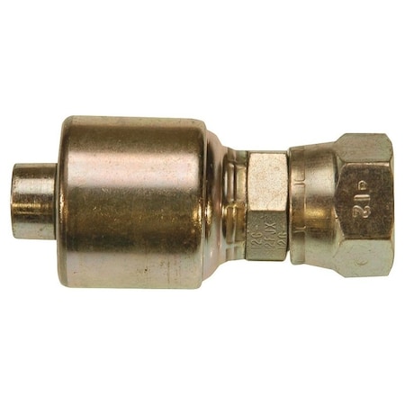 Gates MegaCrimp G25170-0608 Hose Coupling, 3/4-16, Crimp x JIC, Steel, Zinc G251700608
