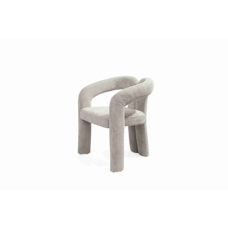 Homeroots Dark Gray Boucle Partially Open Back Dining Arm Chair 719097