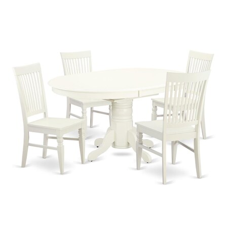 East West Furniture 5 Piece Dining Set, Linen White, 5PK AVWE5-LWH-W