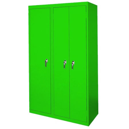 Steel Cabinets Usa Steel Storage Cabinet, 42in L x 21in D x 72in H, 8 Adjustable Shelves, 3 Doors, Pure Green AAH-42-3D-P GRN