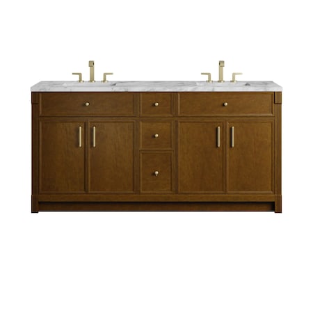 James Martin Vanities Bellshire 72" Double Vanity, Honey Oak w/ 3 CM Carrara Marble Top 660-V72-HNO-3CAR