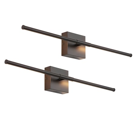 Jonathan Y Makena 28" Modern Minimalist Dimmable Integrated LED Metal Wall Sconce, Black, 2PK JYL7022C-SET2