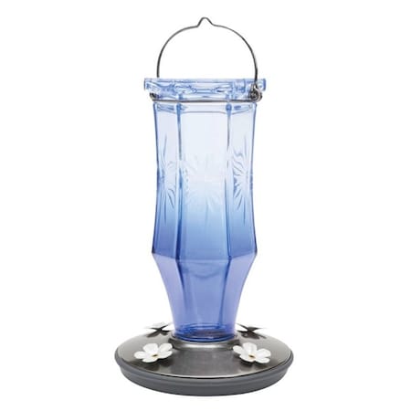 Perky-Pet Bird Feeder, Sapphire Starburst Vintage, 16 oz, 4-Port/Perch, Glass, Blue 8129-2
