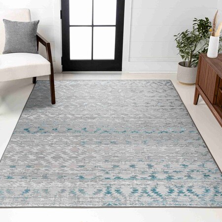 Jonathan Y Ancient Faded Trellis Gray/Turquoise 4 ft. x 6 ft. Area Rug SOR206A-4