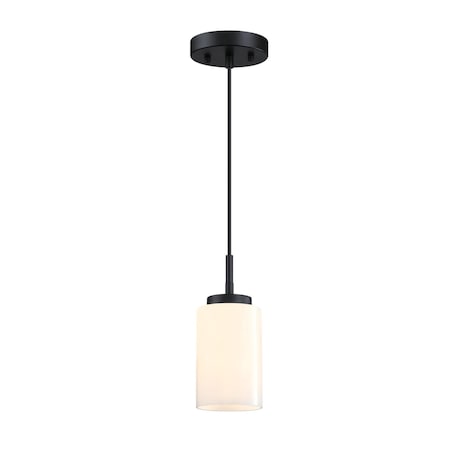 Westinghouse Shamus 1-Light Indoor Mini Pendant, Black, White Opal Glass 6135400