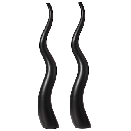 Uniquewise Set of 2 62in Tall Ceramic Black Animal Horn Floor Vase Elegant for Entryway Dining Living Room QI004040.L.2