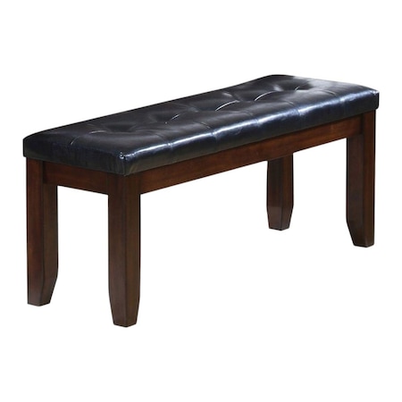 Homeroots 48in Black and Espresso Faux Leather Upholstered Bench 286031