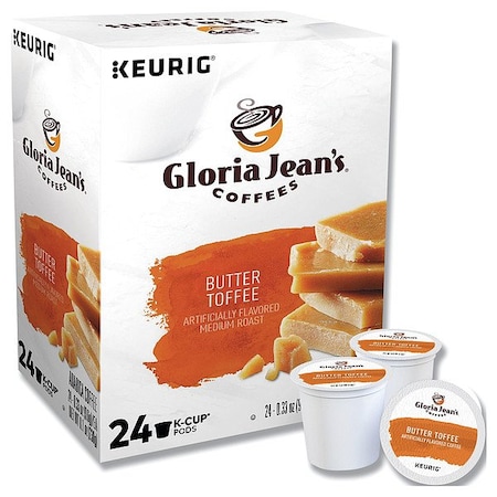 Gloria Jeans Coffee, Butter Toffee, Pod, Caffeinated, Ground, 7.92 oz, 24 PK 60051-012
