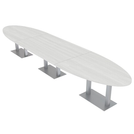 Skutchi Designs Oval Conference Table With Power Unit, 48 in W, 216 in L, White HAR-OVL-48X216-DOU-WA7976-NA