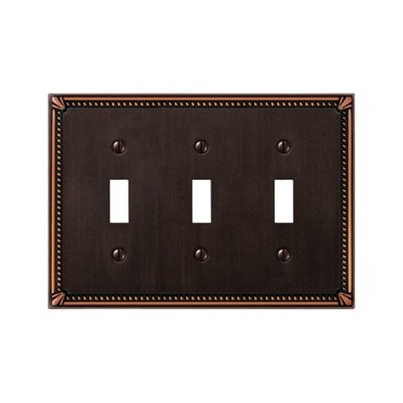 Amerelle 74TTTDB Imperial Bead 3 Toggle Wall Plate Aged Bronze 3502143