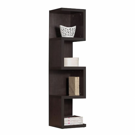 Homeroots 59" Espresso Wood and Solid Wood Four Tier Etagere Bookcase 347505