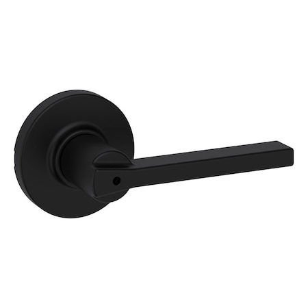 Kwikset Casey Lever with Round Rose Privacy Door Lock with 6AL Latch and RCS Strike Iron Black Finish 300CSLRDT-514
