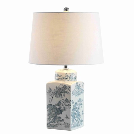 Jonathan Y Audrey 24.5" Chinoiserie LED Table Lamp, Blue/White JYL5052A