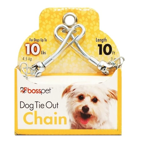 Boss Pet PDQ Pet TieOut Chain with Swivel Snap, Twist Link, 10 ft L BeltCable, Steel 53010