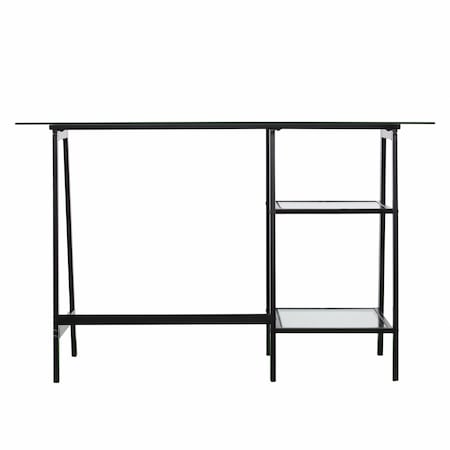 Homeroots 46" Clear and Black Glass Writing Desk 402043