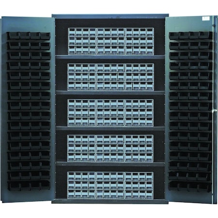 Quantum Storage Systems BEIGE SPECIALTY CABINET W/15 QIC'S &180 BLACK BINS QSC-BG-QIC122BK