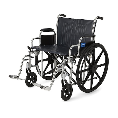 Medline Excel Extra-Wide Wheelchair, 24in Seat, Removable Desk-Length Arms, Swing-Away Footrests MDS806900