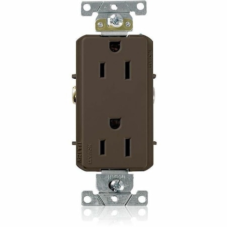 Leviton Straight Blade Receptacle, 5-15R, 15 A, 125V AC, 2 Pole, 3 Wire, Flush Mount, Self-Grounded 16242
