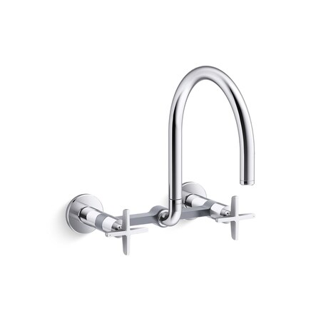 Kohler Billet Two-hole wall-mount bridge kitchen sink faucet 28672-3-CP